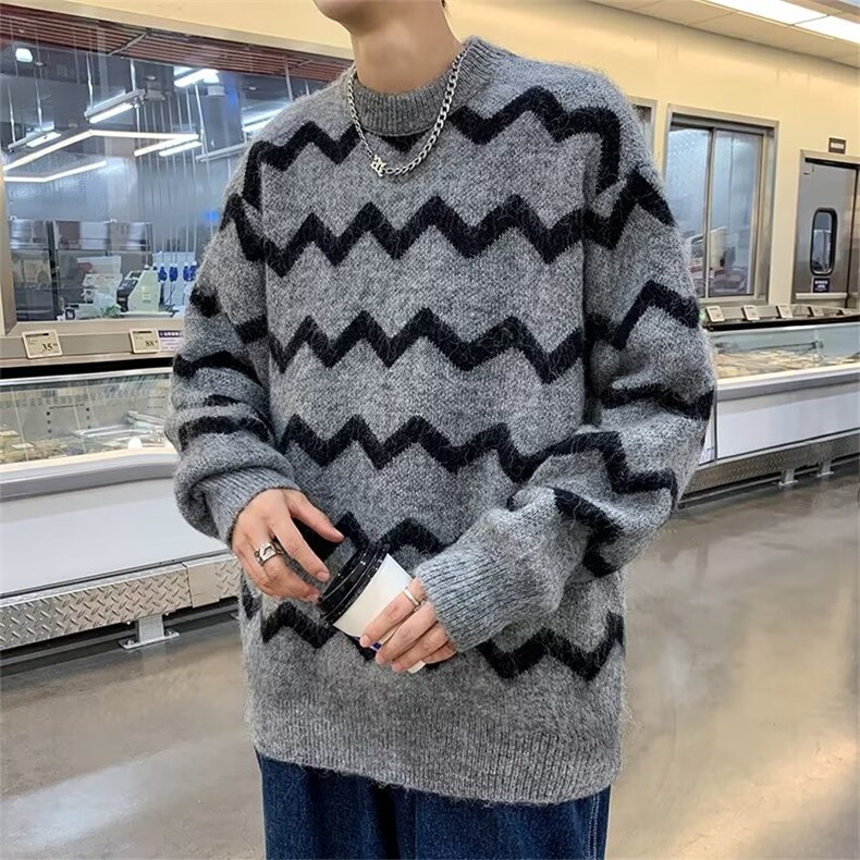 美式街头设计感圆领毛衣男慵懒风休闲针织衫MY22P48,男装针织衫/毛衣,星座1116-2