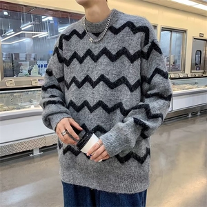 美式街头设计感圆领毛衣男慵懒风休闲针织衫MY22P48