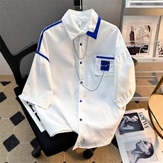 港风日系设计短袖衬衫男ins潮牌ins百搭日系潮流慵懒CY1116-P35，男装衬衫，星座412-2