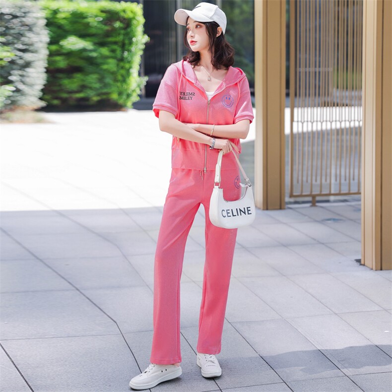 2022年夏装新款开衫休闲带帽运动服卫衣套装女网红时尚两件套女,女装套装/套裙,瑶迪依秀