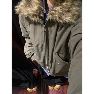 【有货】S476CC-特P98 毛领工装棉服男加厚短款飞行夹克外套图片