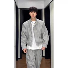 美式复古立领工装牛仔外套男春秋季高级感宽松百搭休闲飞行员夹克，男装工装外套，四季星座505