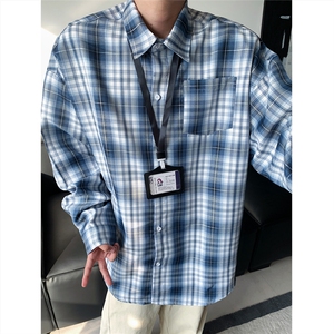 现货~ 格子大码长袖衬衫 CS1877/特P28 藏青图片