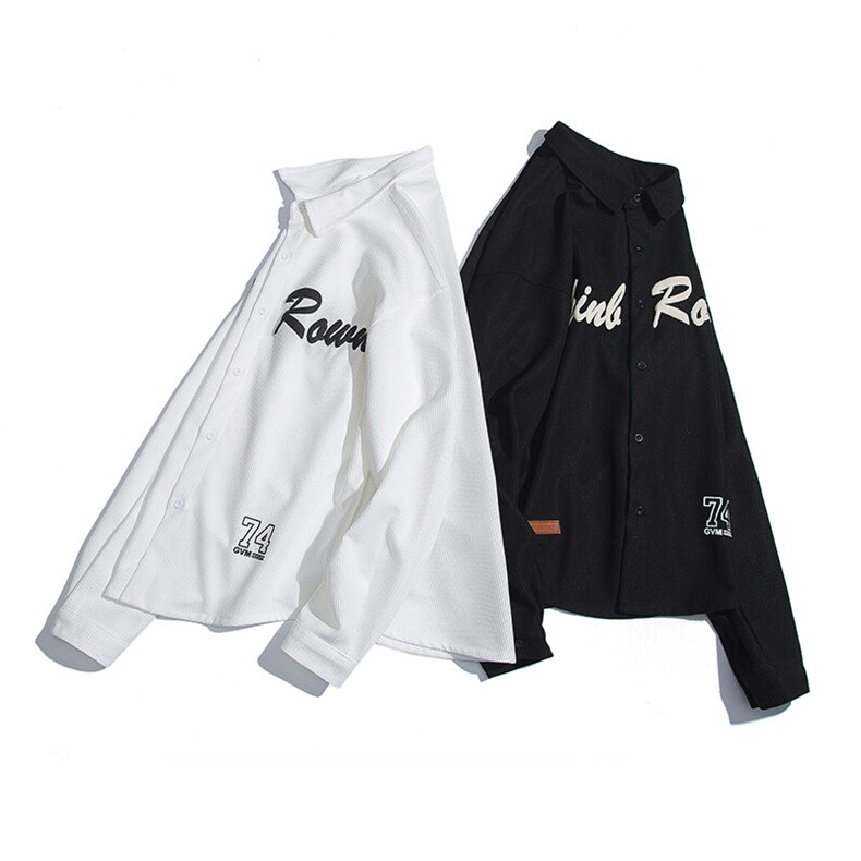 1白底华夫格衬衣大码M-5XL日系港风情侣长袖衬衫男CCS8010P45控59，男装衬衫，星座226-2