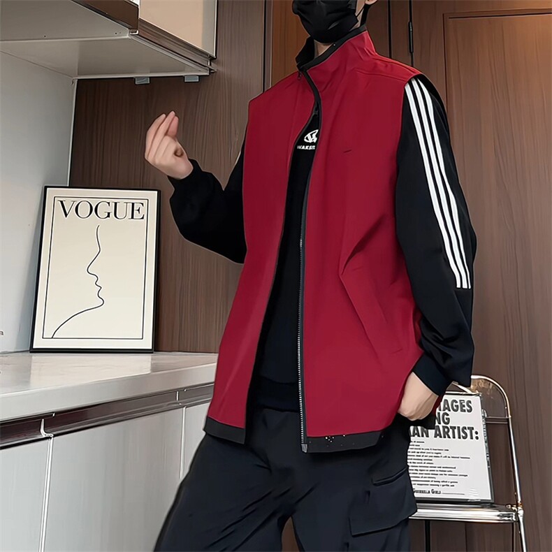 MJ156/P55秋装满天星马甲两面穿男宽松情侣百搭两面服背心外套,男装背心/马甲,电商基地A050