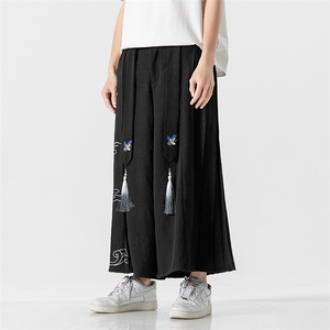 夏季 改良汉服阔腿裤飘带乱麻古风裙裤仙鹤宋裤男女情侣 K236/P85图片