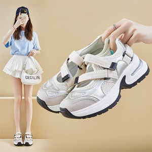 韩版新款镂空老爹鞋女2024夏季学生增高鞋休闲鞋网面透气鞋