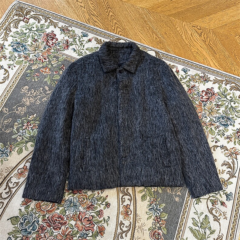 517A-8-Y82-P100冬季长毛单面毛呢大衣韩式短款加厚加棉外套,男装毛呢大衣,星座517A-8（原B282）