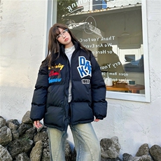 美式植绒刺绣棉服男女冬季加厚情侣保暖潮牌宽松面包服潮，男装棉衣，星座1210-1