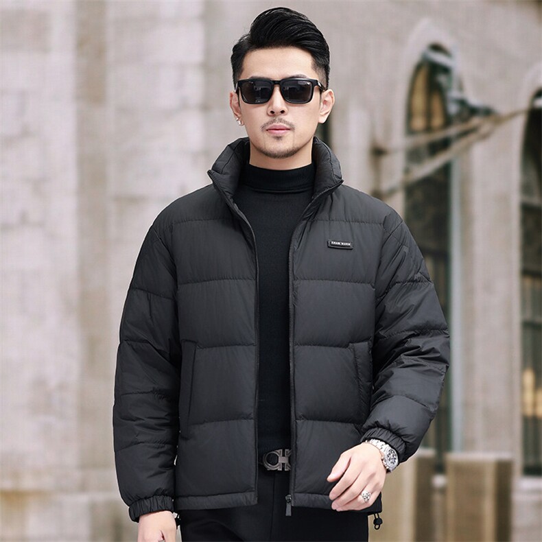 冬季2024羽绒服男青年潮服白鸭绒加厚加绒短款面包服立领时尚外套图片