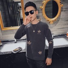 秋冬休闲圆领毛衣修身套头枫叶针织打底衫社会小伙MY2031-P68控88，男装针织衫/毛衣，星座308A