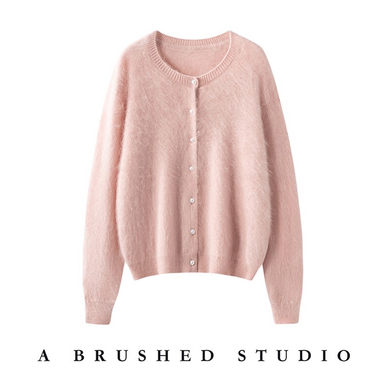 2025年秋季圆领珍珠扣开衫，女装羊绒衫，万品羊绒