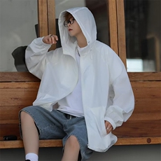 防晒衣男夏季薄款透气冰丝简约男女连帽宽松休闲运动外套F048-P42，男装夹克，星座308B-1