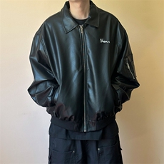 立秋现货新款痞帅短款绣花皮衣夹克男潮牌外套A351-AP2546-P105，男装夹克，电商A351