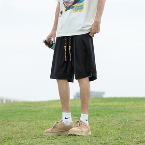 风亚麻短裤男士夏天新中式盘扣棉麻五分裤男加肥加大码中裤男图片