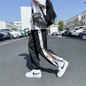 21新款篮球裤男训练休闲长裤全开排扣裤宽松高街运动裤男BK11-P35图片