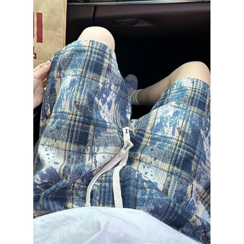 绿色扎染格子短裤男夏季薄款裤子设计感慵懒不过膝五分裤KD332,男装牛仔裤,星座1116A（原606A-3）