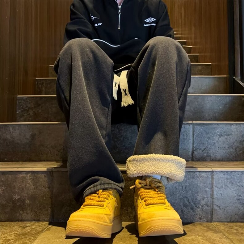 羊羔毛加绒牛仔裤男款冬款宽松加厚休闲青少年水洗抽绳XK8064-P63,男装休闲裤,星座1109-3