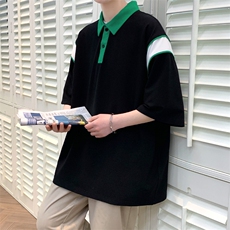 夏装青少年时尚潮牌半袖男女2023简约撞色短袖T恤629-P35控价58，男装T恤，电商A441-1