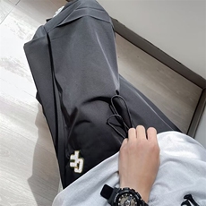 休闲裤男韩版潮流褶皱个性2024夏季ins裤脚开衩长裤K5106-P30，男装休闲裤，星座412-2