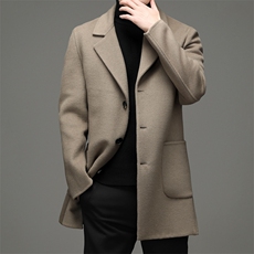 秋冬季时尚双面呢羊毛呢大衣男休闲便服中年外套ZL933526-P335，男装毛呢大衣，电商B212（原钱塘6029）