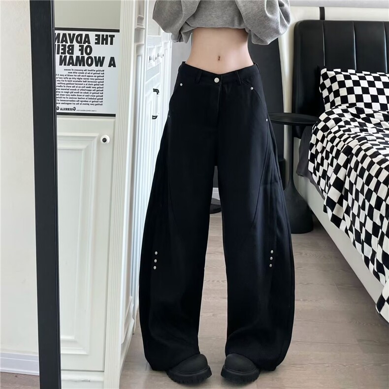 WE1887-P52新款高级感弯刀西裤男女阔腿裤垂坠感美式，男装西裤，电商B323A