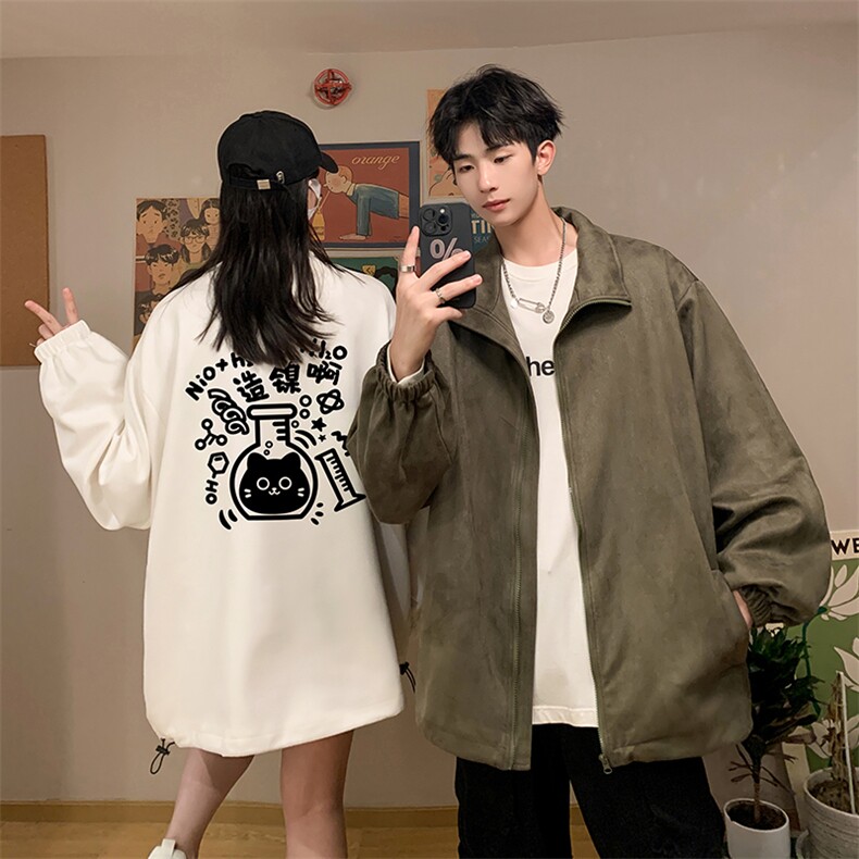 麂皮绒夹克男大码立领褂子外套JK85421-P68加绒款-P78,男装夹克,电商A040
