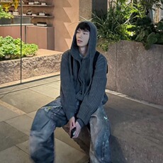 麻花连帽毛衣外套女羊毛衫短款开衫大码加厚春秋2025新款宽松，男装针织衫/毛衣，星座218-1（原230）