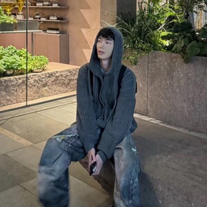 麻花连帽毛衣外套女羊毛衫短款开衫大码加厚春秋2025新款宽松图片