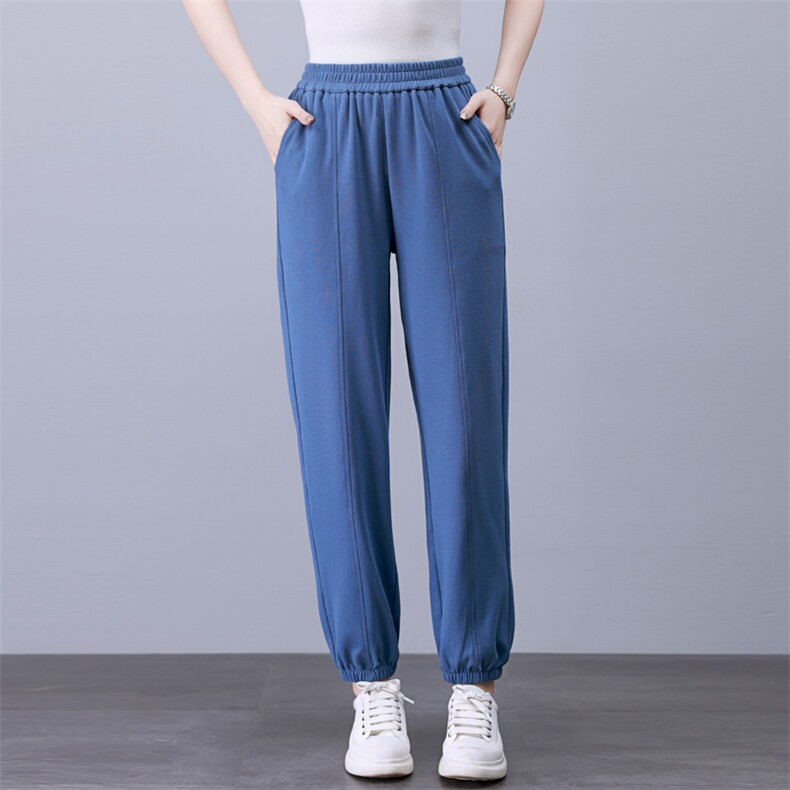 时尚高腰显瘦休闲运动裤女夏季新款宽松百搭长裤，女装休闲裤，依恋蒂丝
