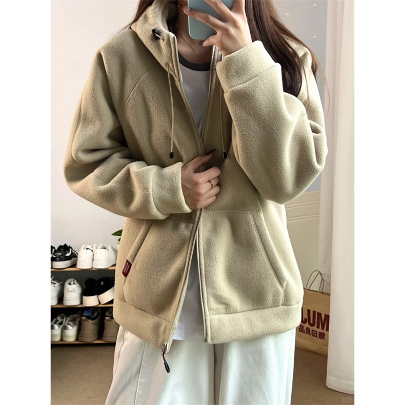 摇粒绒连帽拉链卫衣外套1302-GS02-P55成分100聚酯纤维,女装短外套,星座1302