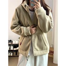 摇粒绒连帽拉链卫衣外套1302-GS02-P55成分100聚酯纤维，女装短外套，星座1302