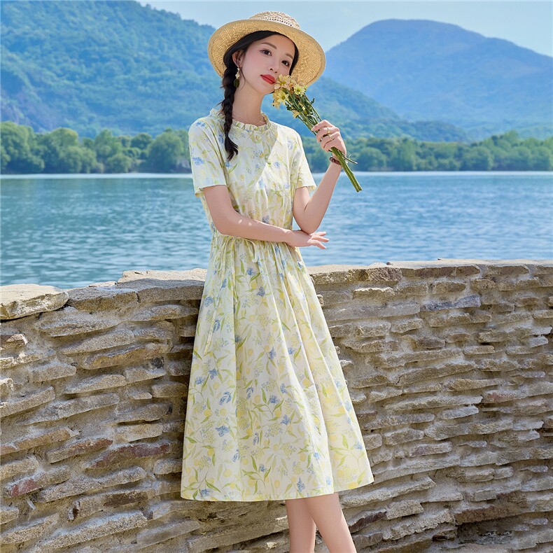 6809时尚印花显瘦连衣裙,女装连衣裙,倪叶myz