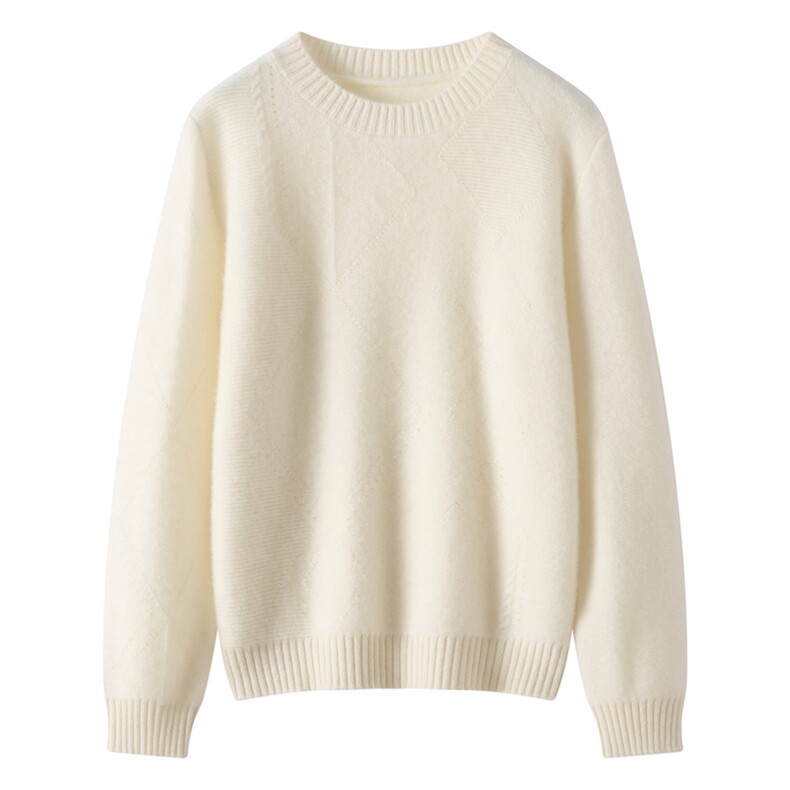 2025百搭时尚抽条圆领针织衫百搭简约，女装针织衫/毛衣，温伦斯特羊绒