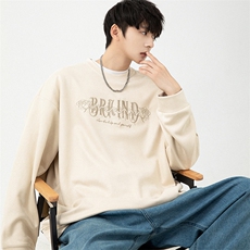 2023春新款麂皮绒美式街头宽松圆领套头卫衣23086-P55控85，男装卫衣，星座914-3