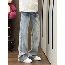 【有货】NZ455CC-特P42冰蓝闪电纹水洗牛仔裤男女宽松裤子，男装牛仔裤，星座1007（原301D）