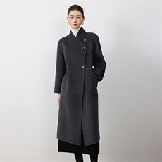 2025年秋冬新款双面呢大衣羊毛大衣女中长款宽松韩版茧型毛呢外套，女装双面呢大衣，贝源羊绒