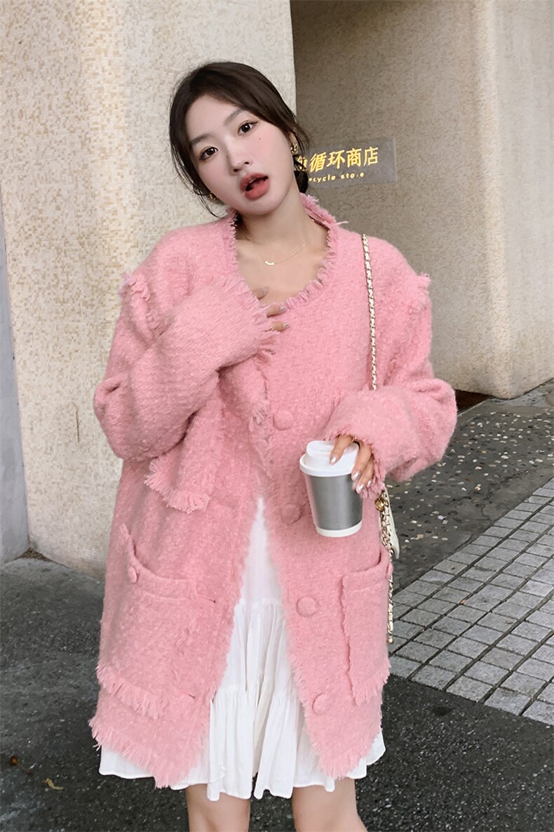 【现货主推】2024粉洋气宽松小香风外套2C372-8038-P155控208,女装短外套,2C372