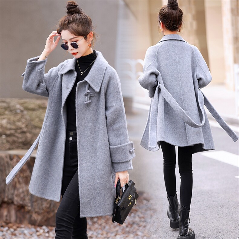 现货主推新款双面羊毛呢纯手工缝制羊毛呢外套，女装双面呢大衣，半夏