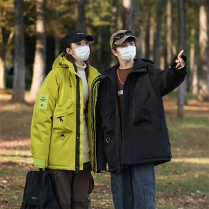 工装风机能百搭纯色连帽棉衣户外防风冲锋衣外套男女M353-特价P76图片