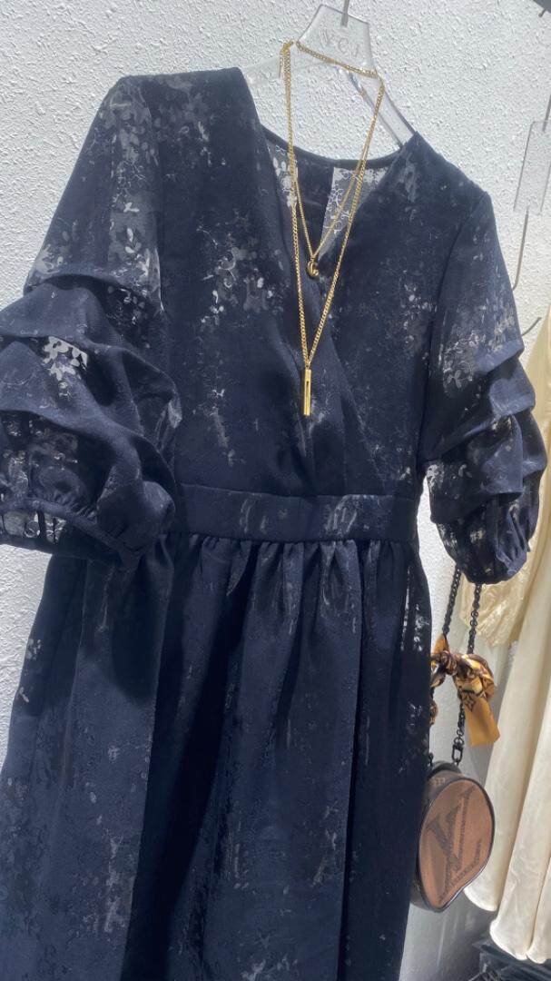 YCJ提花植绒面料连衣裙，女装连衣裙，YCJ