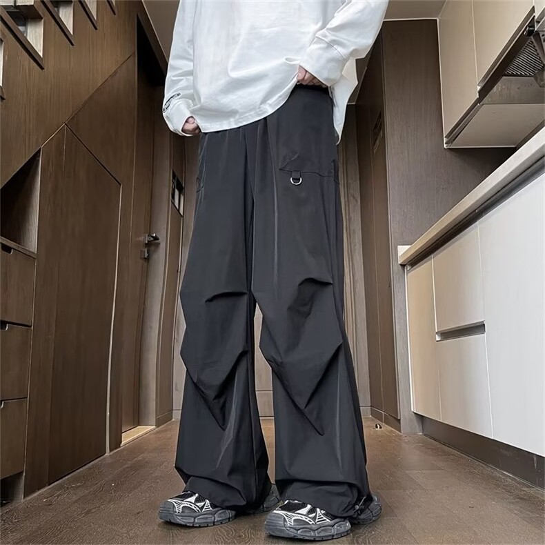 复古伞裤工装裤穿搭辣妹潮牌设计宽松直筒休闲裤图片