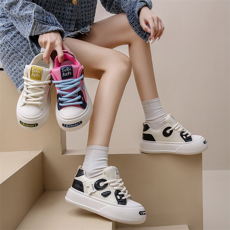 小白鞋女2024春季新款学生韩版ins潮百搭厚底板鞋运动休闲鞋,女鞋休闲鞋,星座1407-3