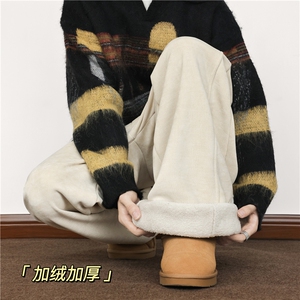 2025冬季美式灯芯绒加绒麻绳设计休闲裤B315-K25886JR-特p45控88图片