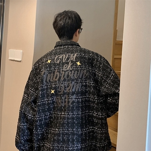 1港风小香风长袖衬衫大码M-5XL中性情侣潮衬衫男CCS8019P45控68图片