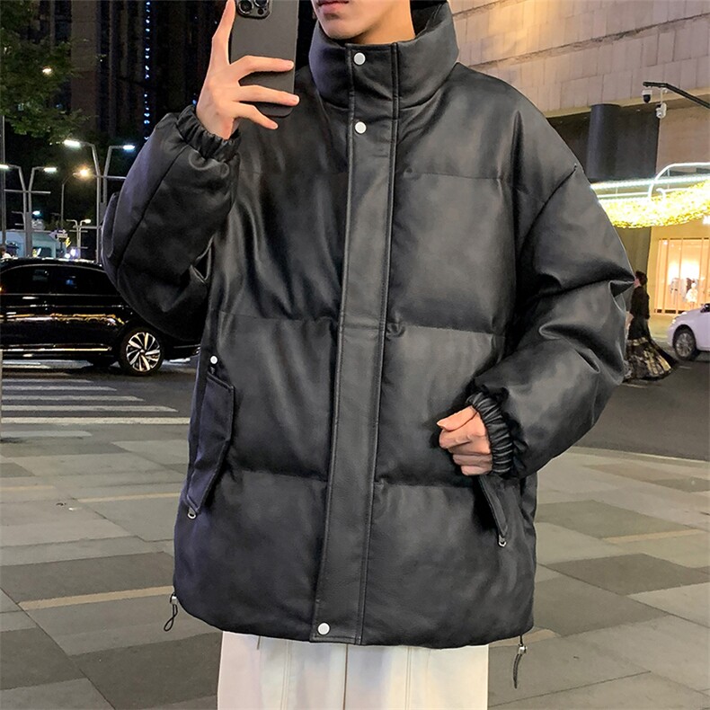可二开高品质潮牌宽松PU皮衣棉服情侣棉衣A161-MY8170，男装皮衣，电商A161