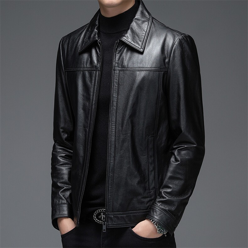 WL-N2001男式2023秋季新款翻领头层牛皮皮衣男P550，男装皮衣，电商B360