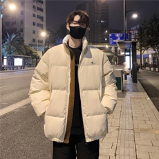 情侣装冬装PU软皮美式撞色棉服logo棉衣休闲外套男女G1102P128，男装棉衣，电商A339