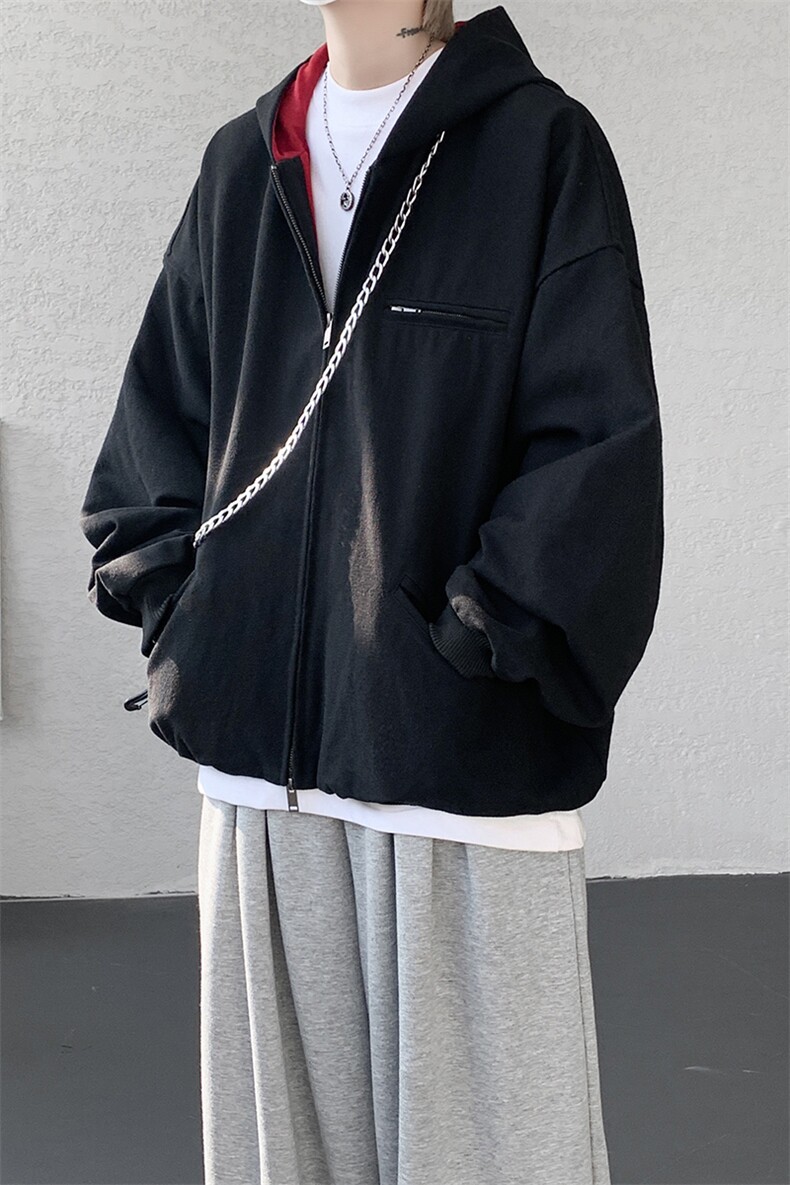 8XL-M美式复古撞色连帽水洗夹克男高级感做旧情侣外套JK1327P88,男装夹克,电商D206-1