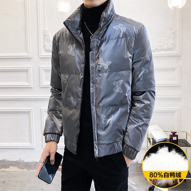 312A-001-P175 2025冬季新款时尚蝴蝶图案羽绒服外套男80%白鸭绒F图片